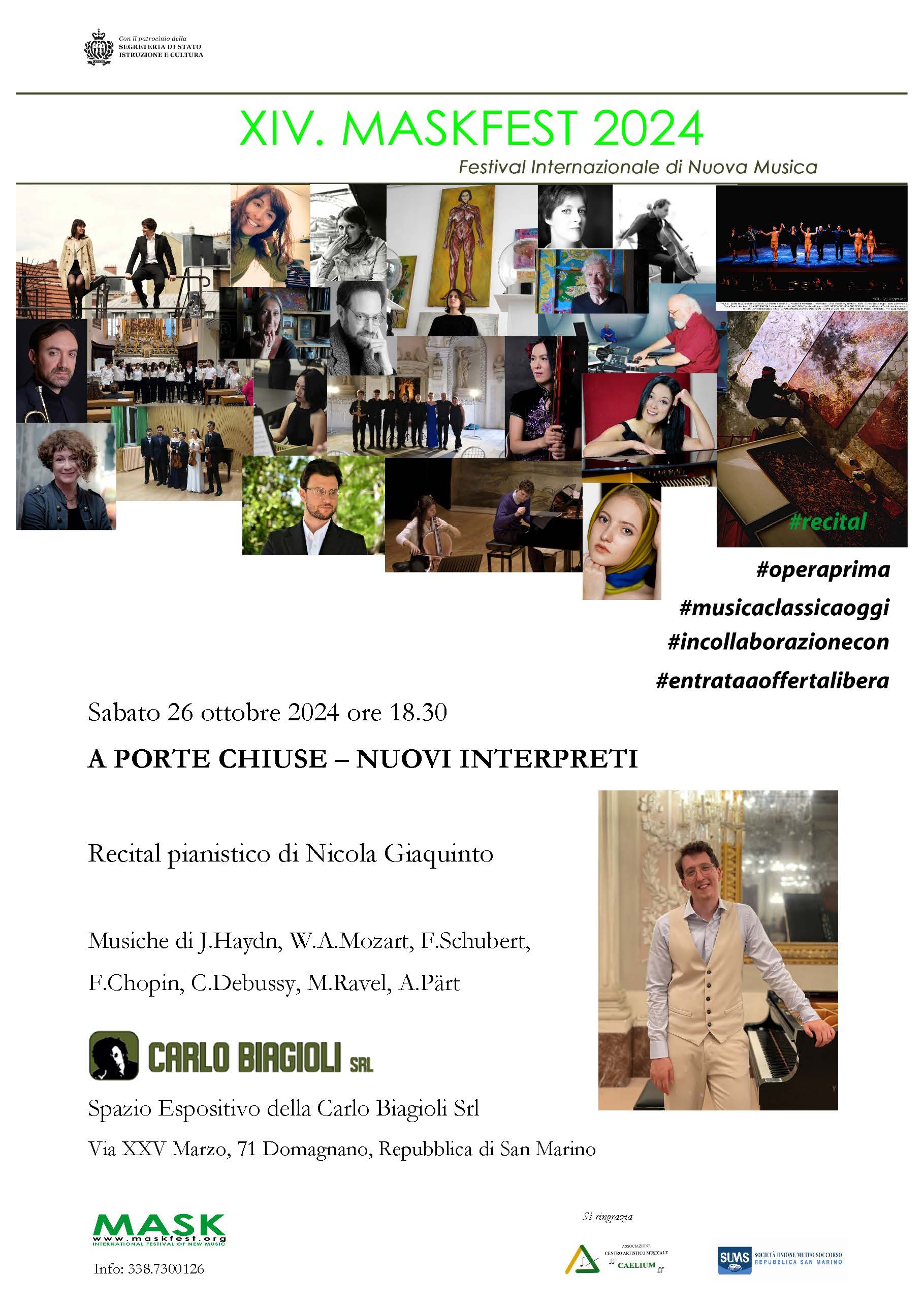 Maskfest2024 Concerto No1 Nicola Giaquinto Sabato 26 ottobre ore 18e30